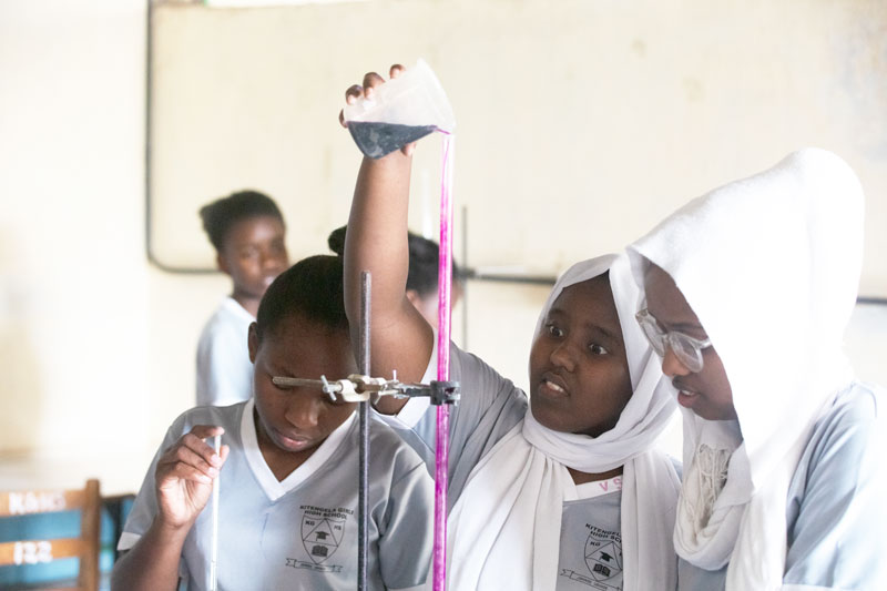 Students in the Chemistry laboratory - Kitengela Girls High School, Girls Schools in Kitengela